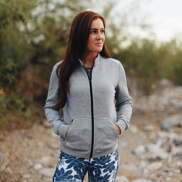 Senita Athletics Winter Lodge Zip Up Heathered Gray Size Small - Picture 1 of 7